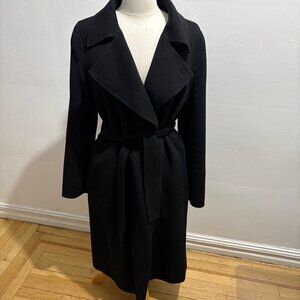 NWOT MaxMara Studio double breasted belted midi coat in black double face